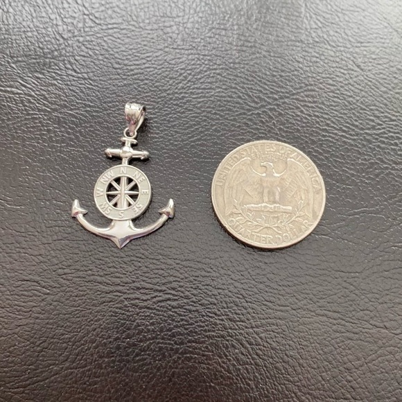 14k Real Gold Mariner's Anchor Compass Pendant